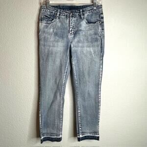 Luxe Jeans Faded Wash Back Pocket Diamond Stones Skinny Jeans Size 6
